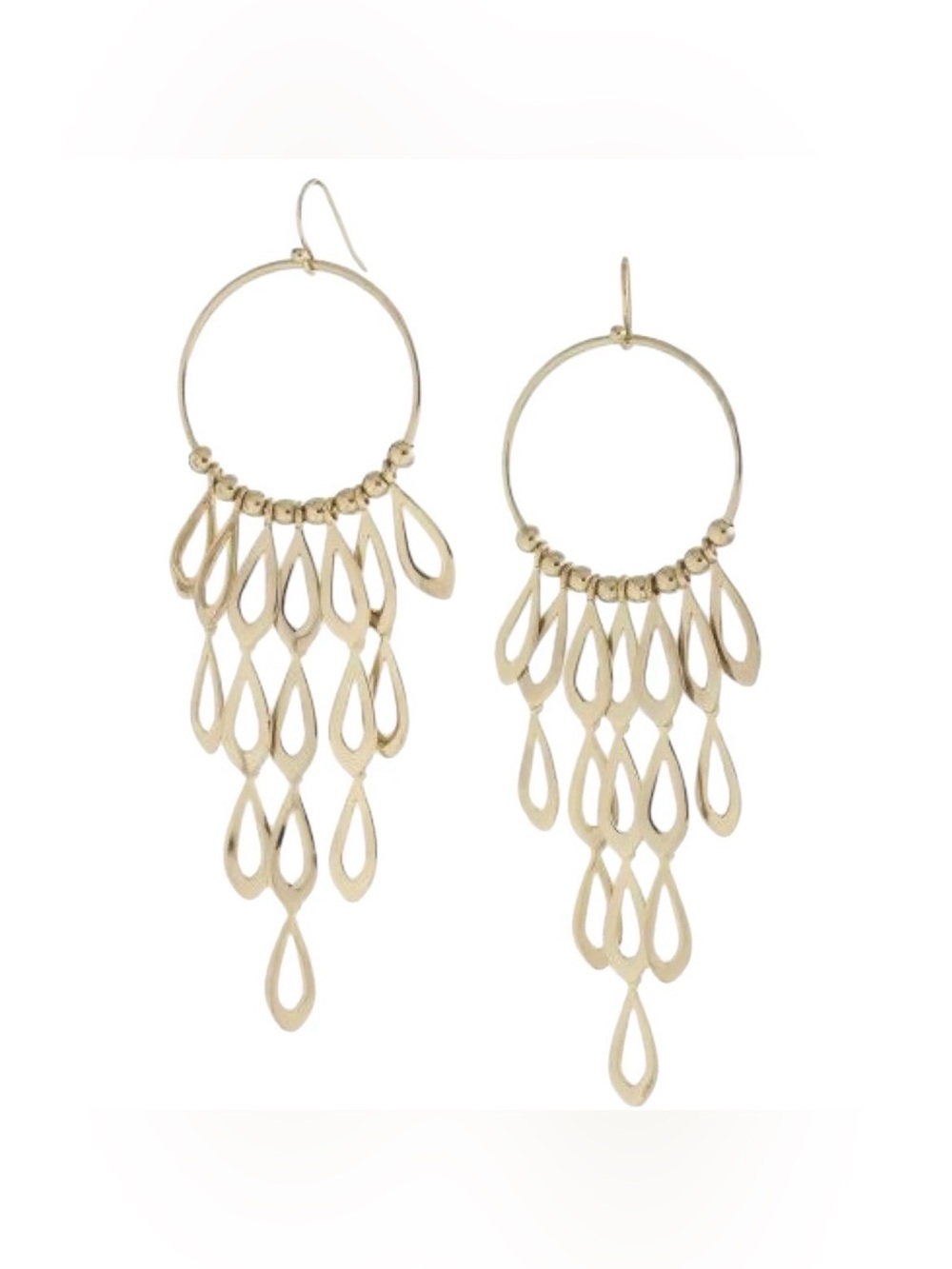 Retired - Stella & Dot - TIGRIS Earrings - Gold Hoop Cascading Teardrops
